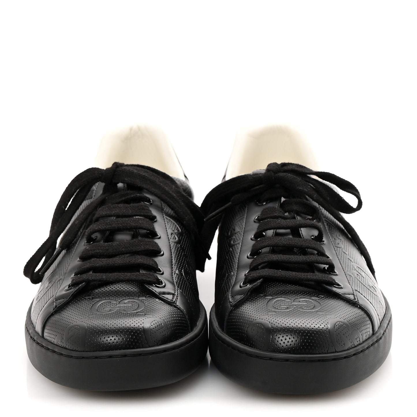 Calfskin GG Tennis Embossed Mens Ace Sneakers 11 Black