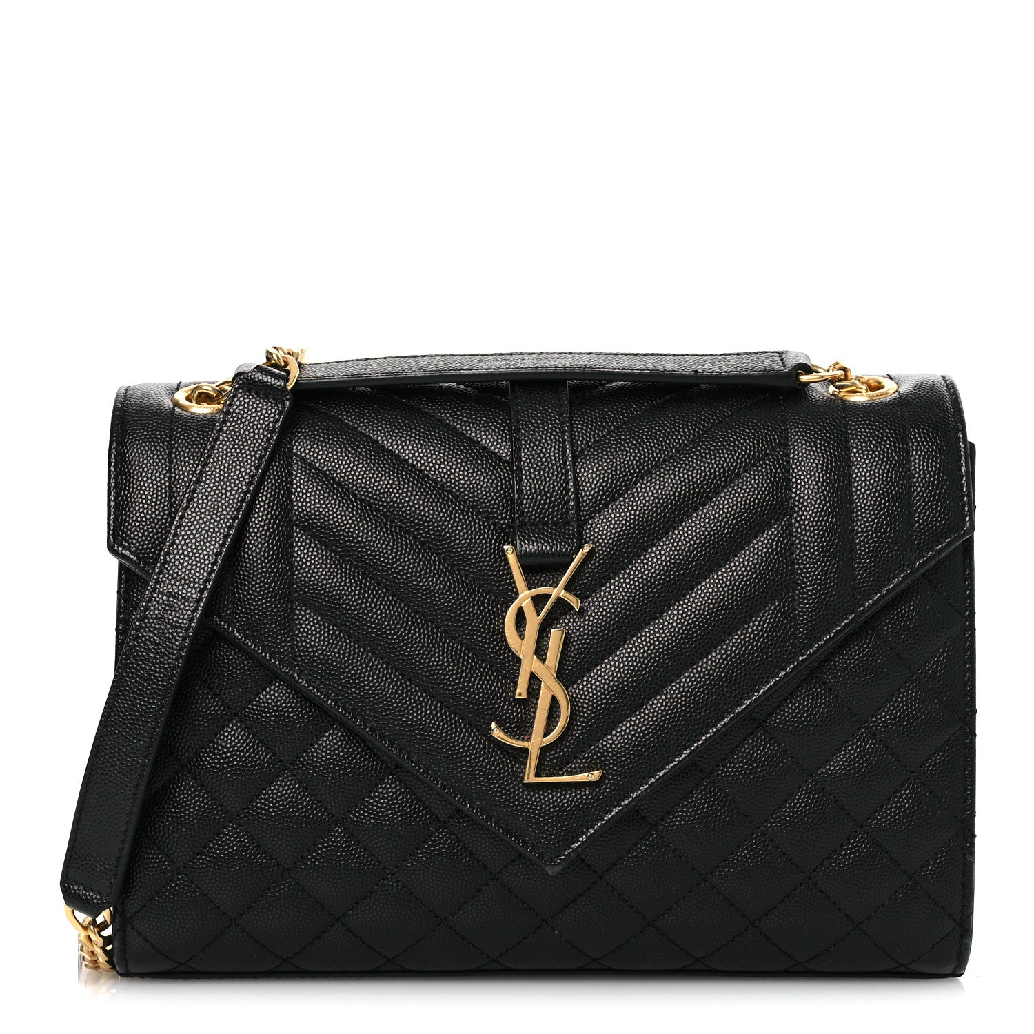 Saint Laurent Grain De Poudre Textured Mixed Matelasse Triquilt Medium Monogram Satchel Black 1 of 12