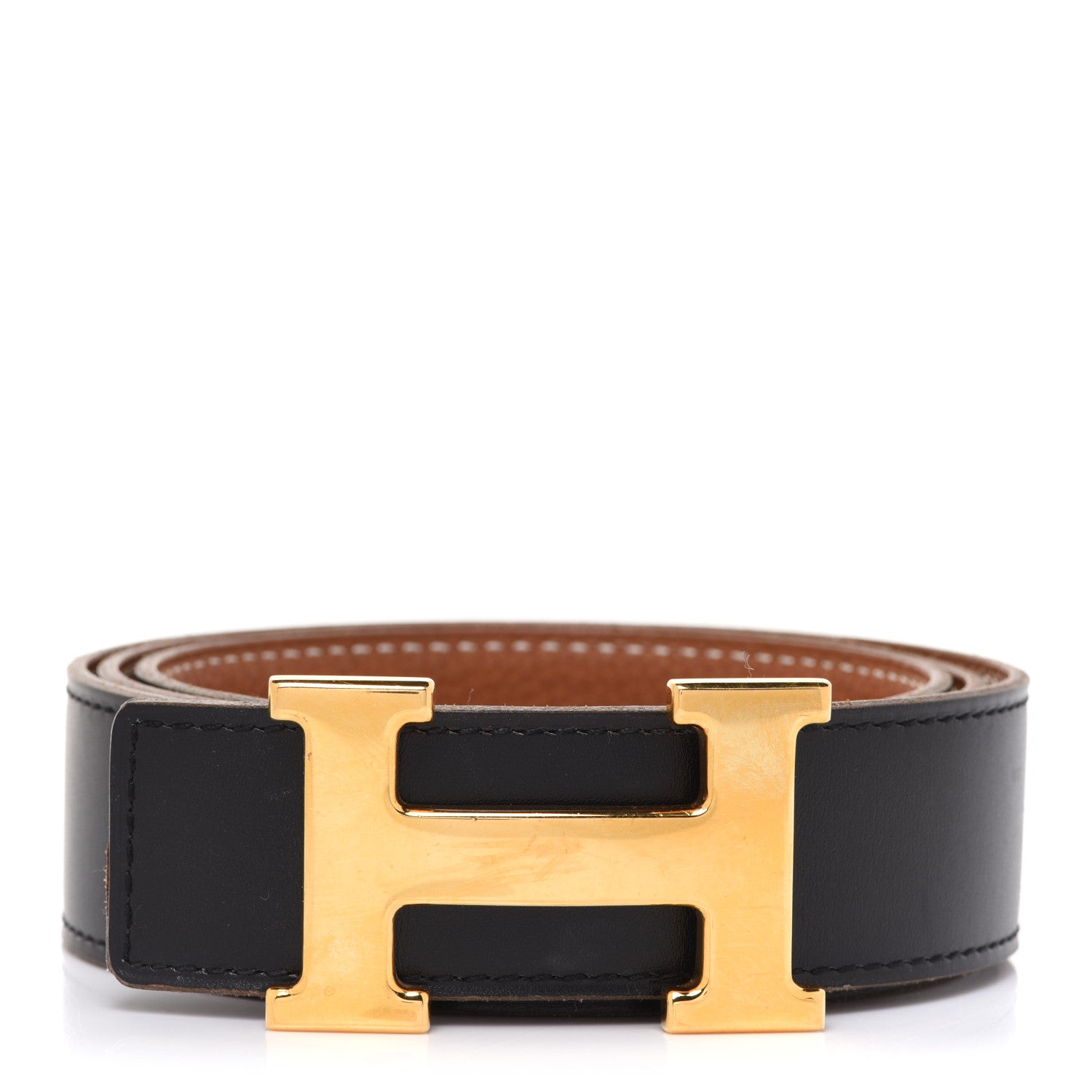 Hermes Box Togo 38mm H Belt 90 Black Gold 1 of 7