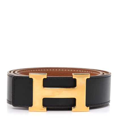 Hermes Box Togo 38mm H Belt 90 Black Gold 1 of 7