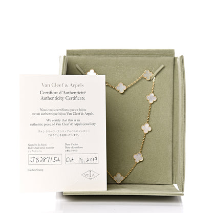 Van Cleef & Arpels 18K Yellow Gold Mother of Pearl 10 Motifs Vintage Alhambra Necklace 8 of 8