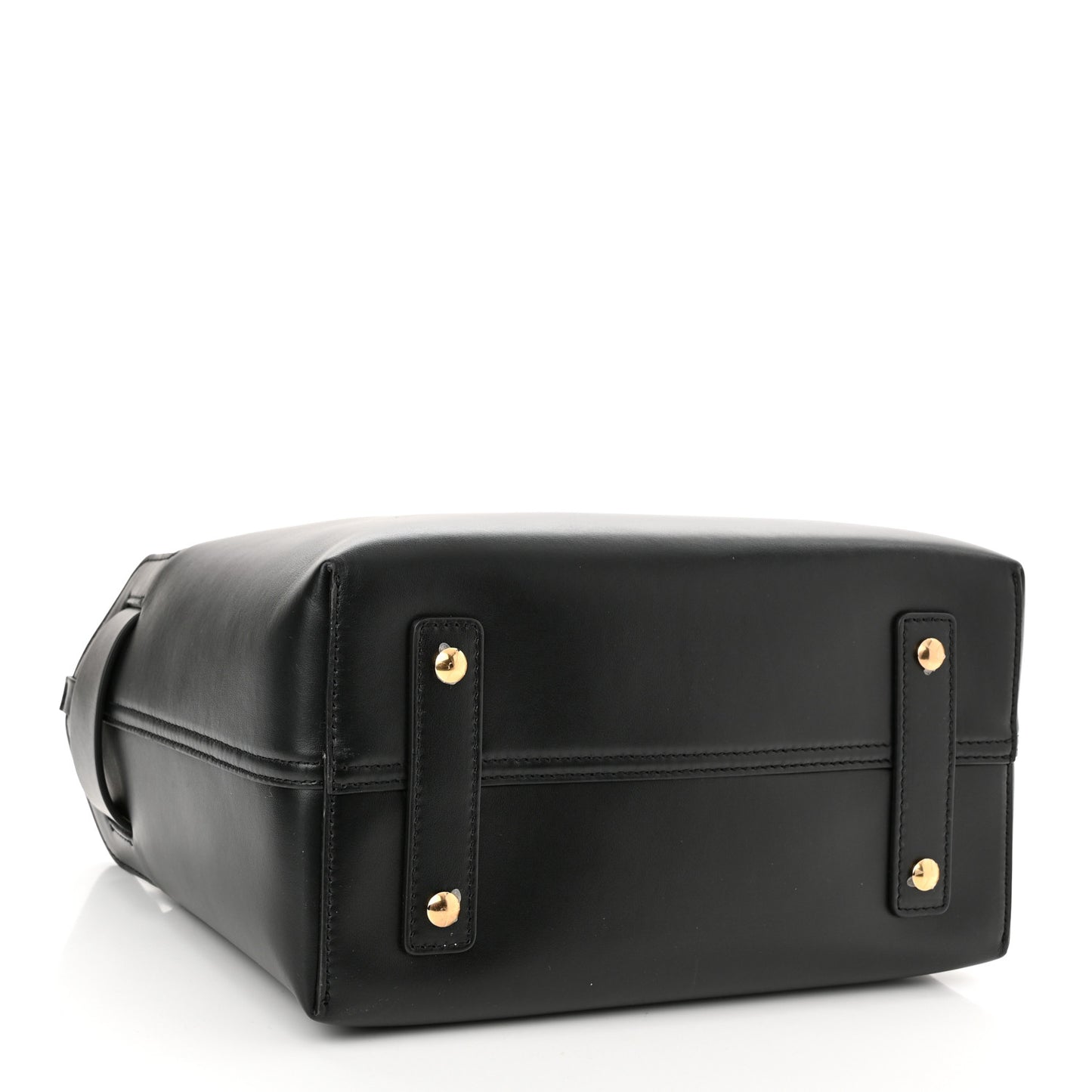 Smooth Calfskin Triple Stud Small Belt Bag Black Tan