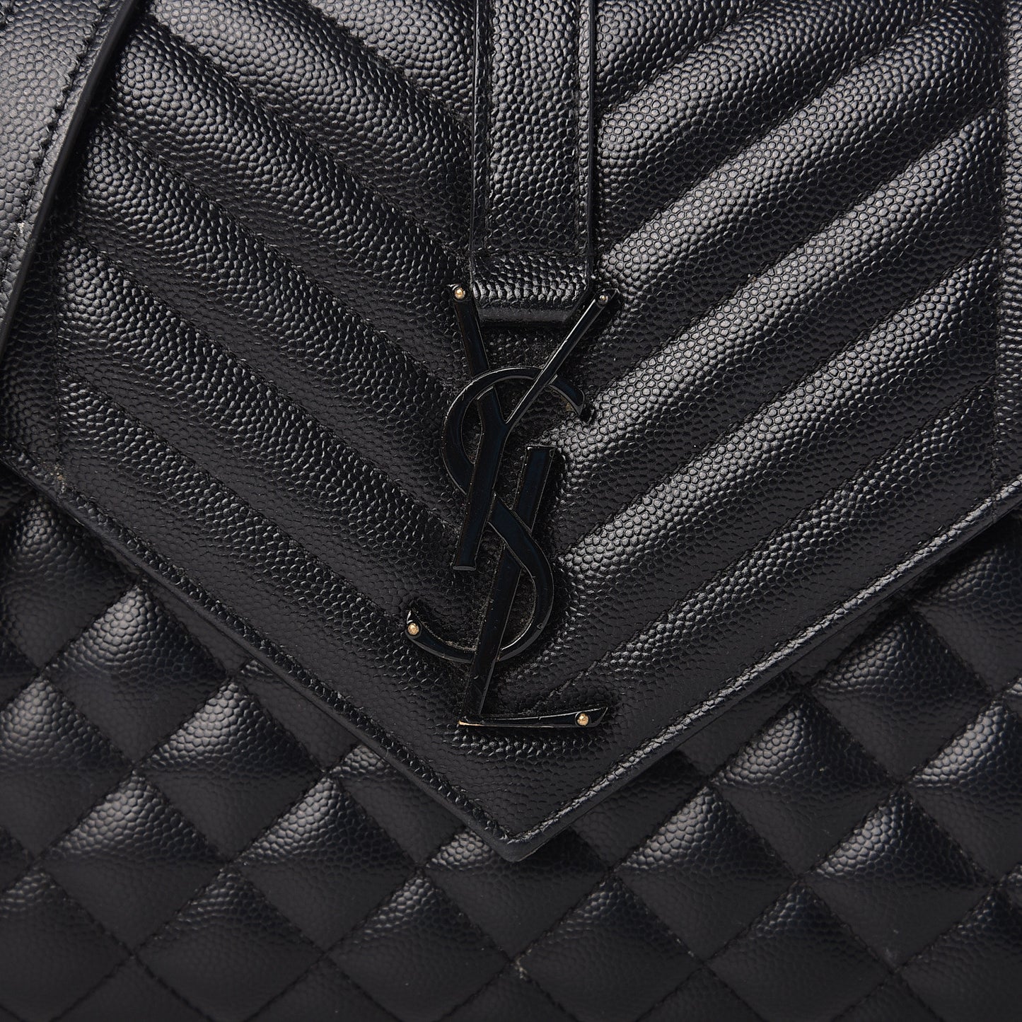 Grain De Poudre Textured Mixed Matelasse Triquilt Medium Monogram Satchel Black