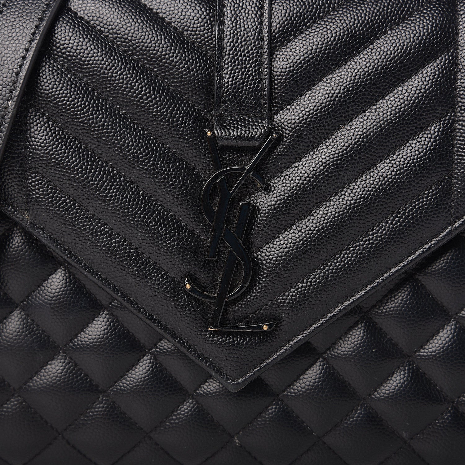 Saint Laurent Grain De Poudre Textured Mixed Matelasse Triquilt Medium Monogram Satchel Black 11 of 11