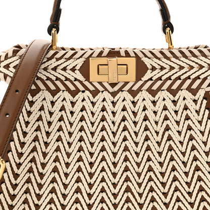 Fendi Calfskin Cord Small Peekaboo I SEE U Satchel Gianduia Multicolor 9 of 11