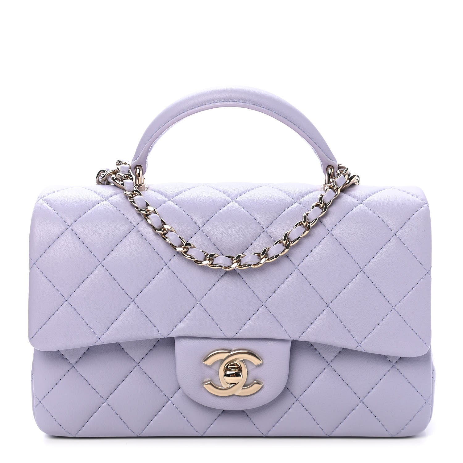 Chanel Lambskin Quilted Mini Top Handle Rectangular Flap Light Purple 1 of 9