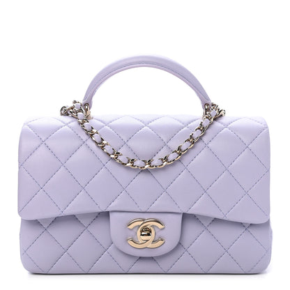 Chanel Lambskin Quilted Mini Top Handle Rectangular Flap Light Purple 1 of 9