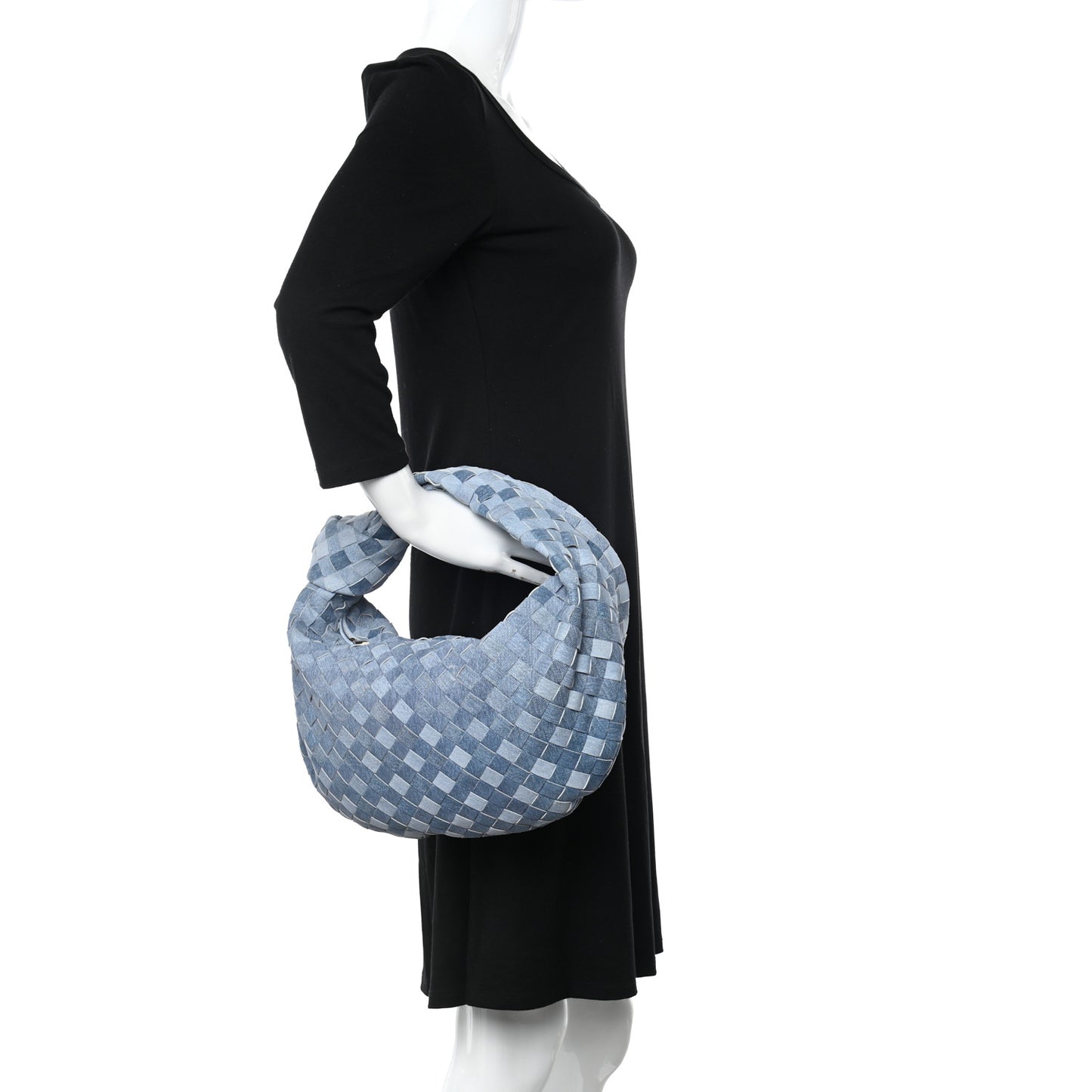 Nappa Denim Effect Intrecciato Teen Jodie Hobo Denim