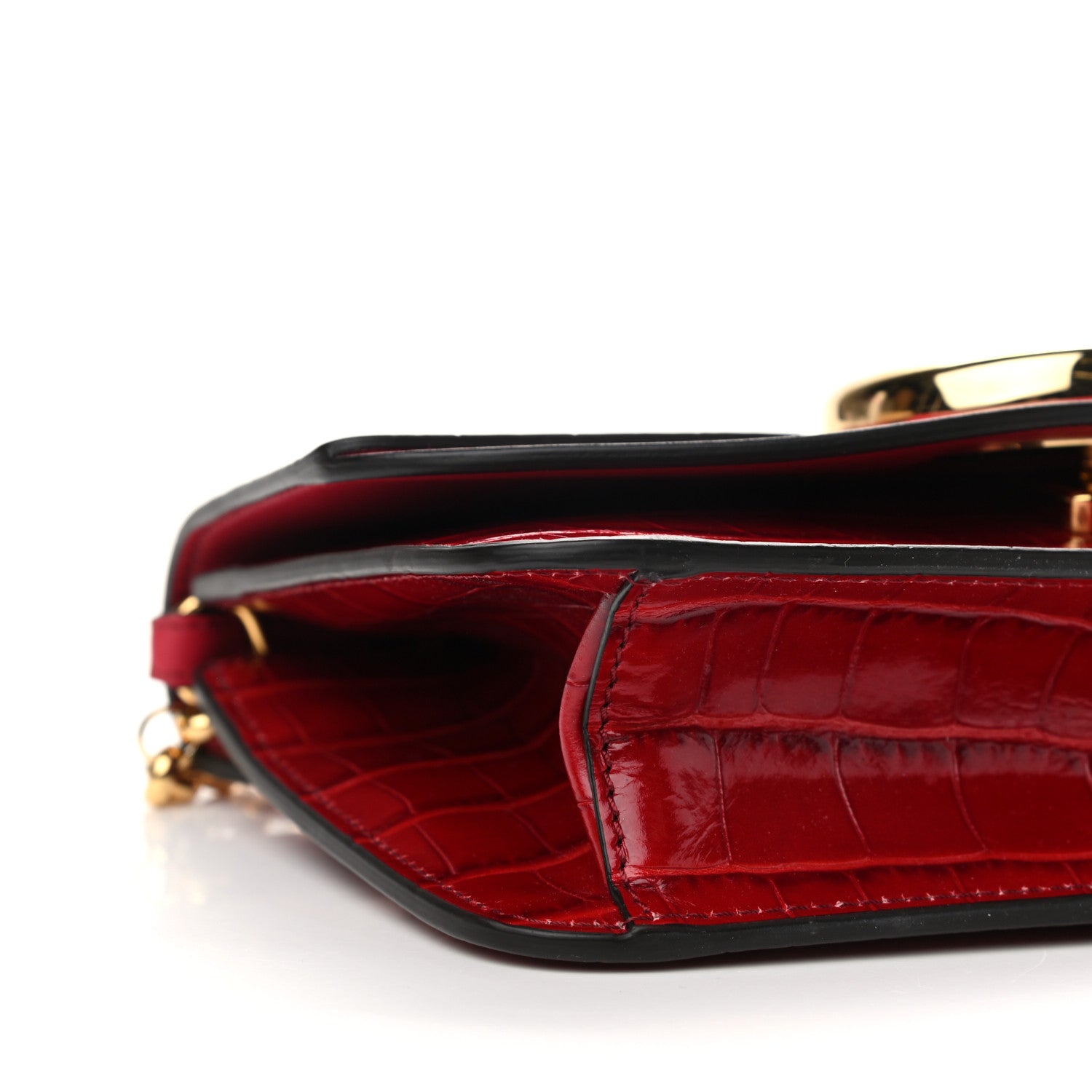 Chloe Calfskin Crocodile Embossed C Clutch With Chain Dusky Red 9 of 10