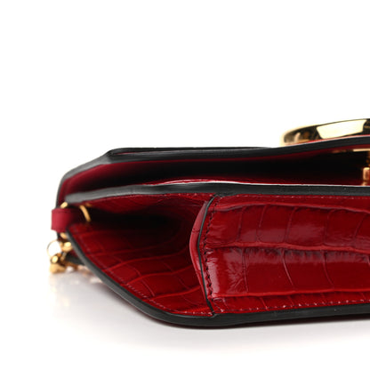 Chloe Calfskin Crocodile Embossed C Clutch With Chain Dusky Red 9 of 10