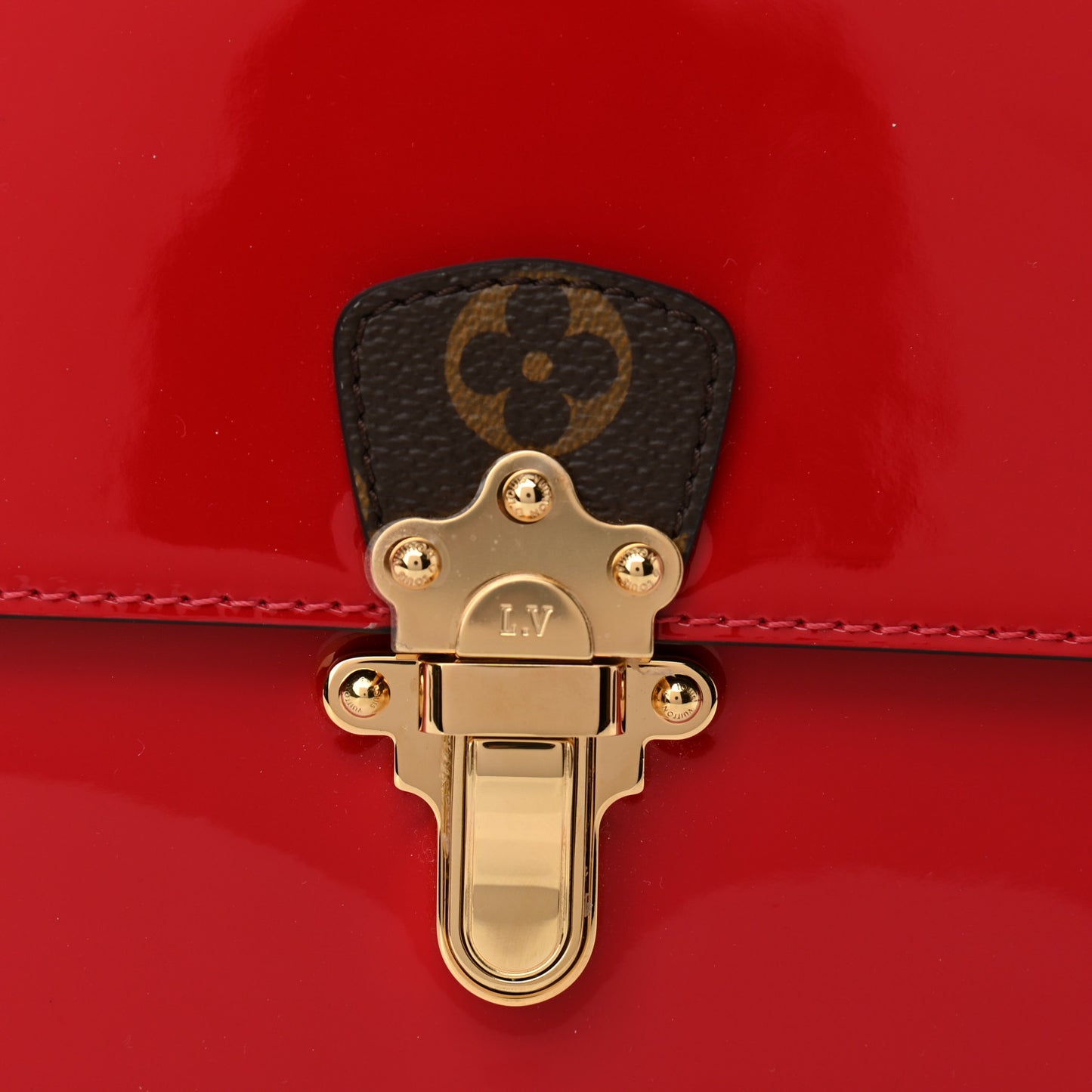 Patent Calfskin Monogram Cherrywood BB Scarlet