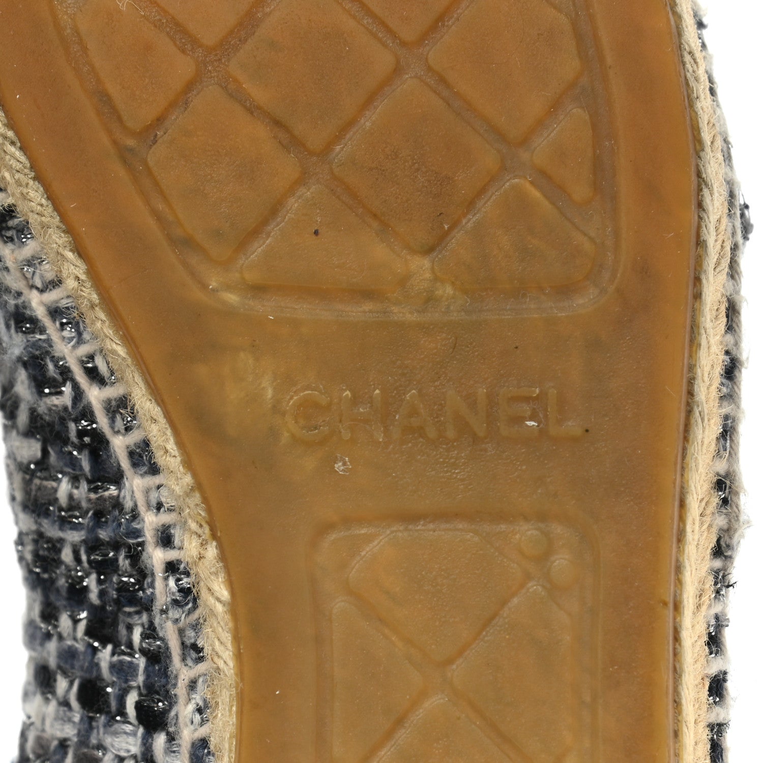 Chanel Metallic Tweed Lambskin CC Espadrilles 39 Blue Black Silver 6 of 16