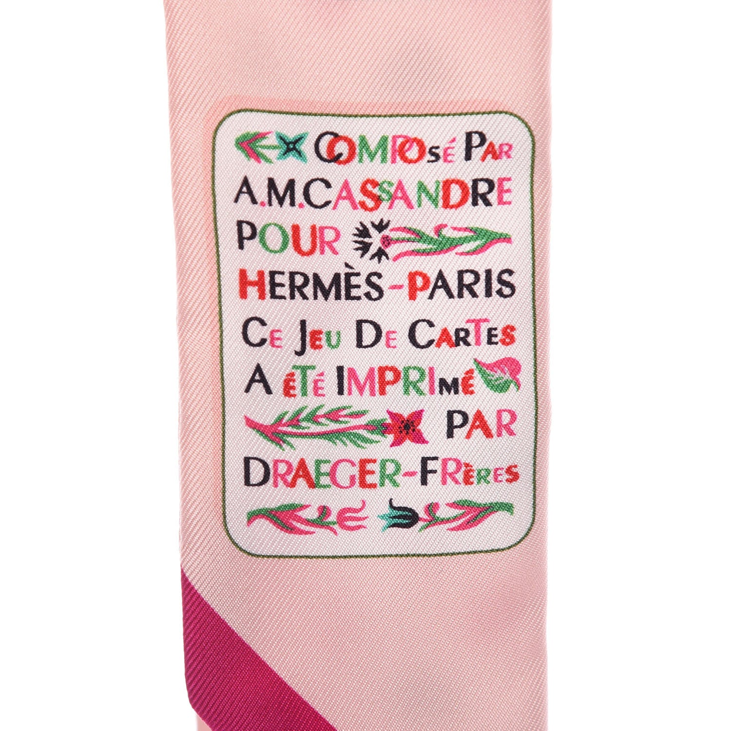 Hermes Silk Jeu de Cartes Twilly Rose Nacre Fuchsia Rouge 3 of 6
