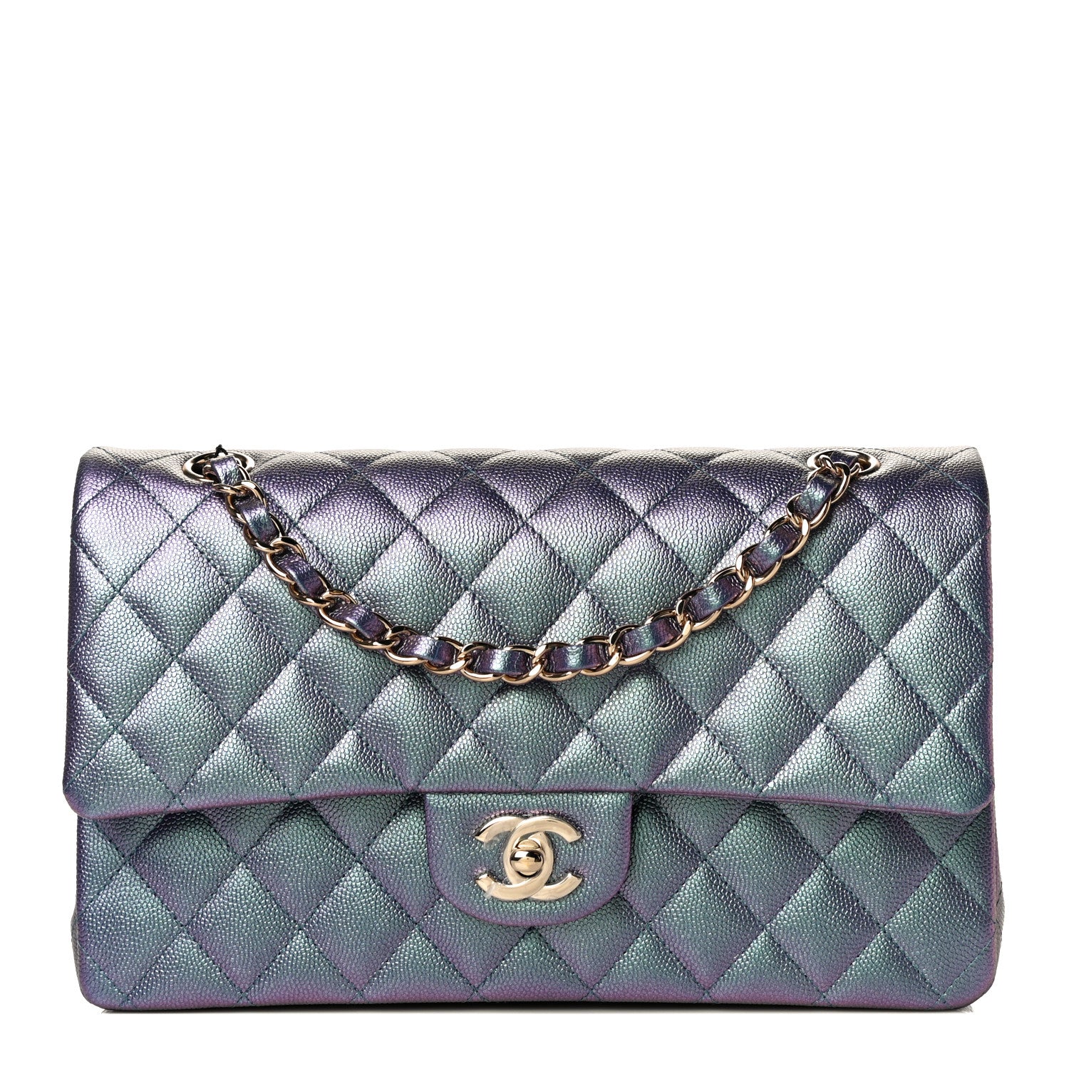 Chanel Iridescent Caviar Quilted Medium Double Flap Dark Blue 1 of 10