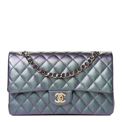 Chanel Iridescent Caviar Quilted Medium Double Flap Dark Blue 1 of 10