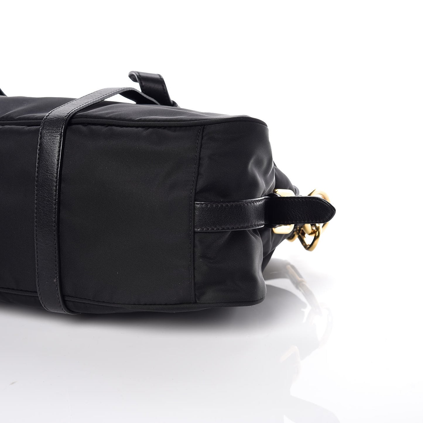 Nylon Tessuto Soft Calfskin Small Shopping Satchel Black