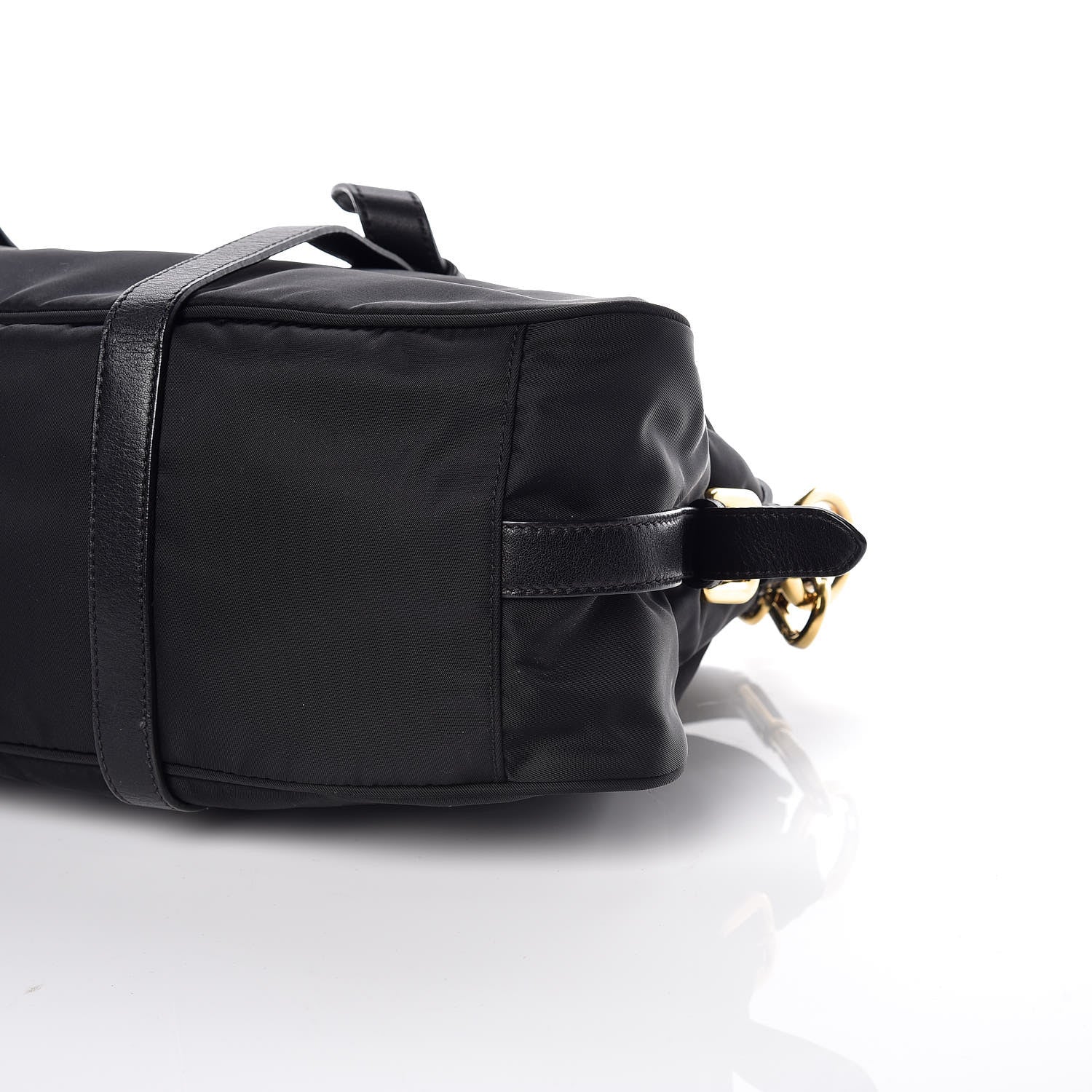 Prada Nylon Tessuto Soft Calfskin Small Shopping Satchel Black 10 of 11
