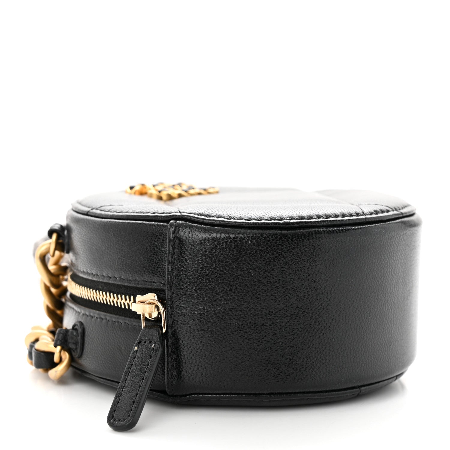 Chanel Lambskin Quilted Chanel 19 Round Clutch With Chain Black 4 of 11