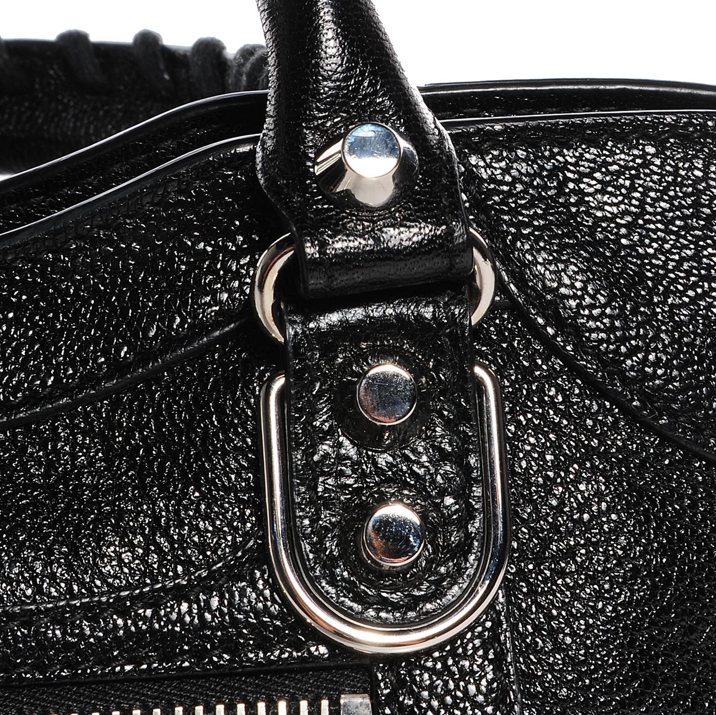 Chevre Silver Metallic Edge Hardware Mini City Black