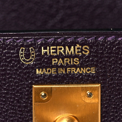 Hermes Chevre Mysore Horseshoe Kelly Sellier 25 Raisin Gris Perle 5 of 10