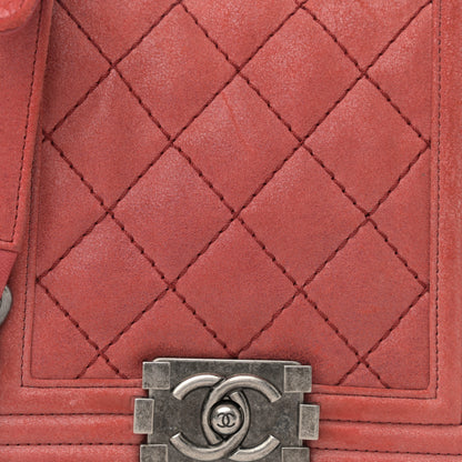 Chanel Iridescent Calfskin Quilted Small Gentle Square Boy Flap Red 8 of 11