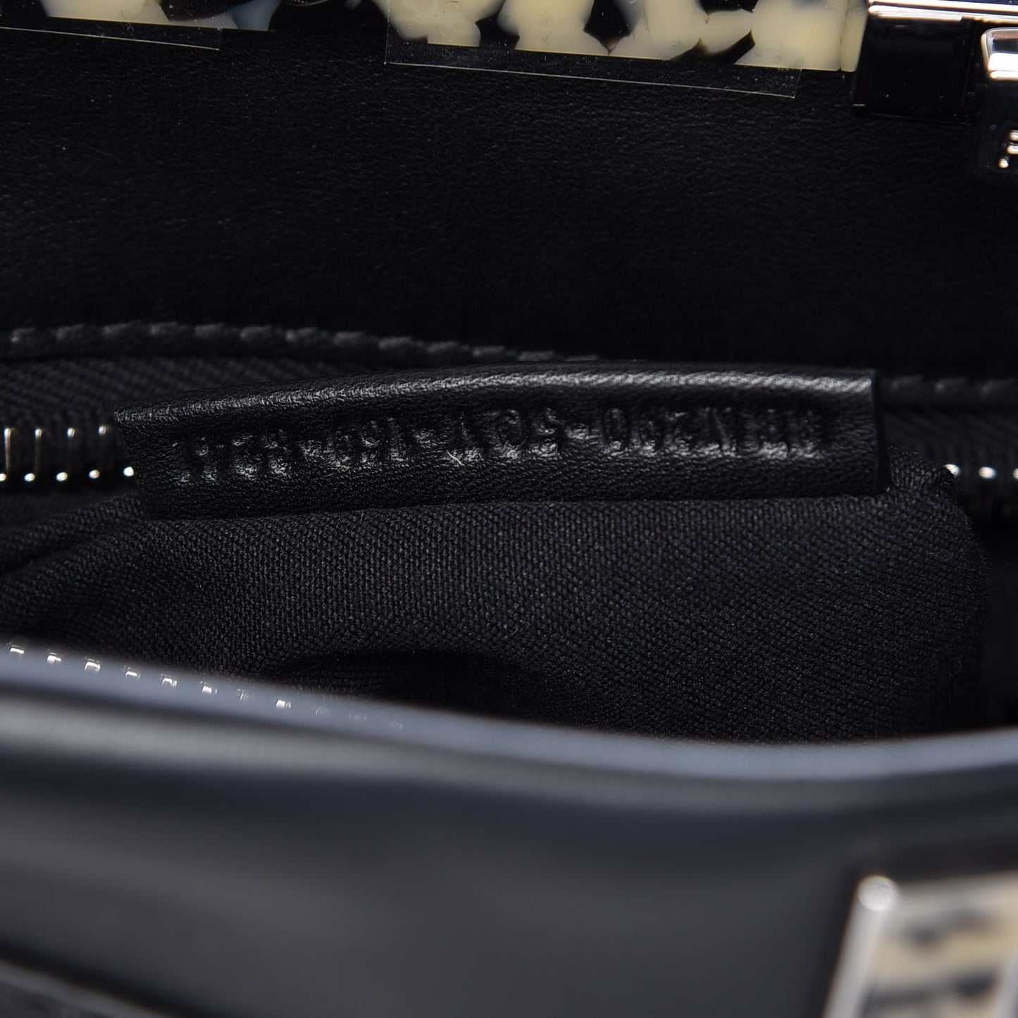 Vitello Dolce Shiny Nappa Plexglass Granite Medium Peekaboo Iconic Satchel Black
