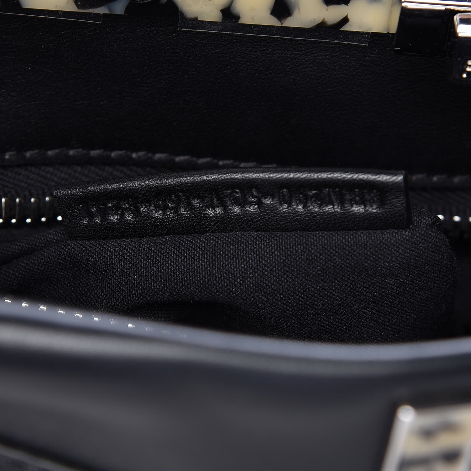 Fendi Vitello Dolce Shiny Nappa Plexglass Granite Medium Peekaboo Iconic Satchel Black 9 of 14
