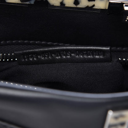 Fendi Vitello Dolce Shiny Nappa Plexglass Granite Medium Peekaboo Iconic Satchel Black 9 of 14