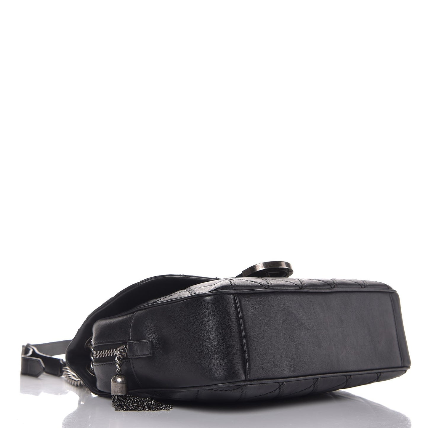 Calfskin Quilted Jumbo Coco Sporran Flap Black