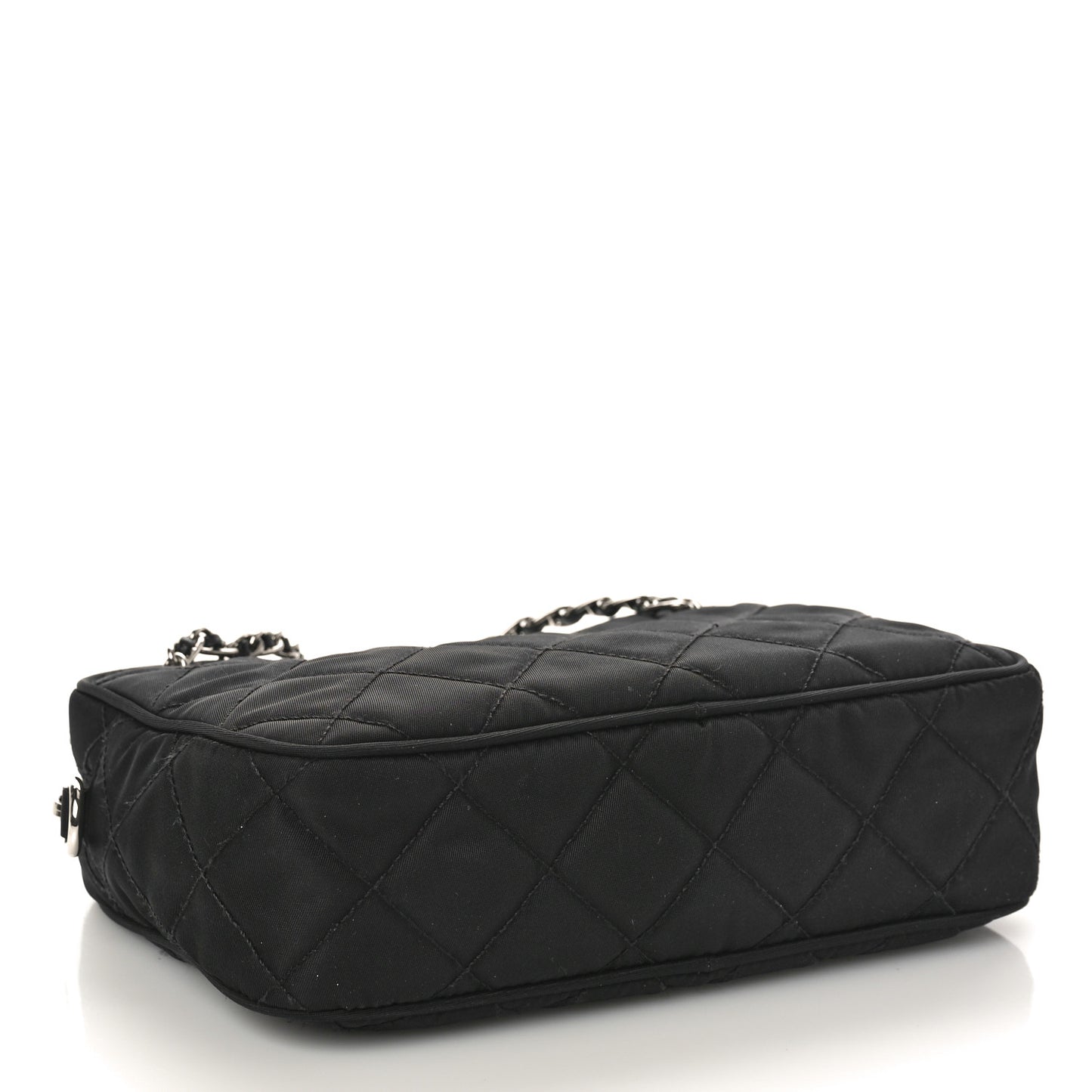 Nylon Tessuto Impuntu Quilted Bandoliera Crossbody Bag Black