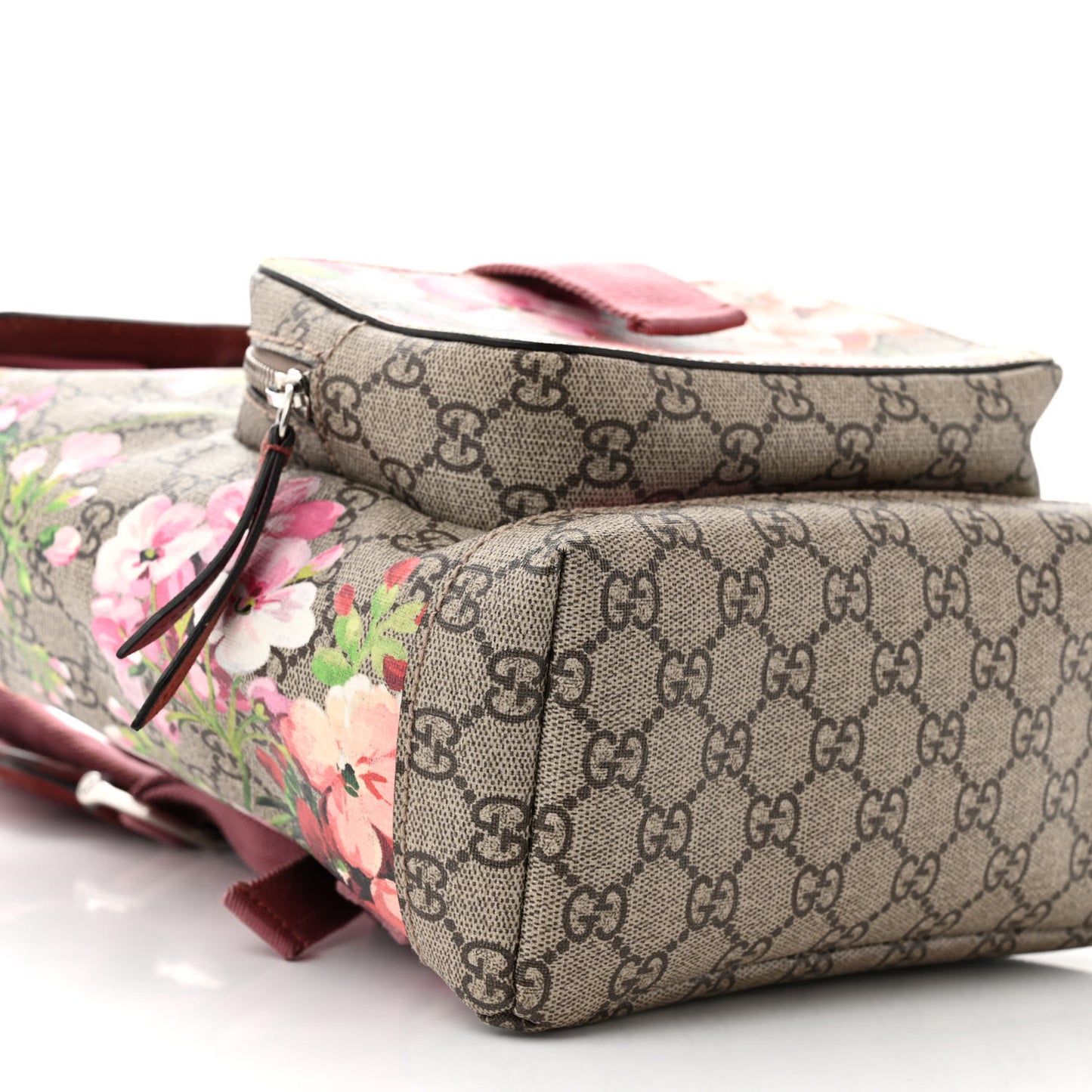 GG Supreme Monogram Blooms Small Single Buckle Backpack Beige Multicolor Dry Rose