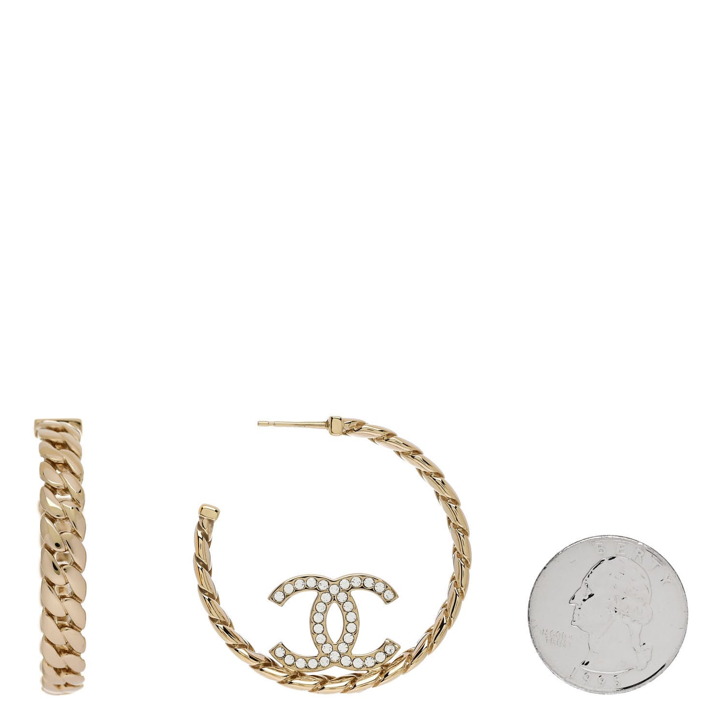 Crystal CC Hoop Earrings Gold