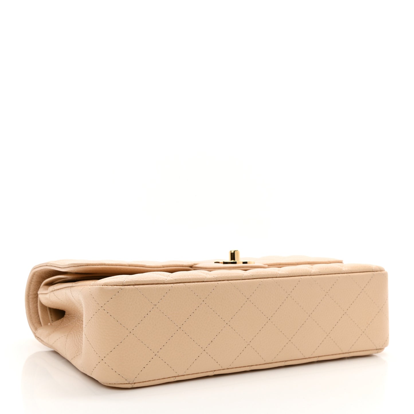 Caviar Quilted Medium Double Flap Light Beige