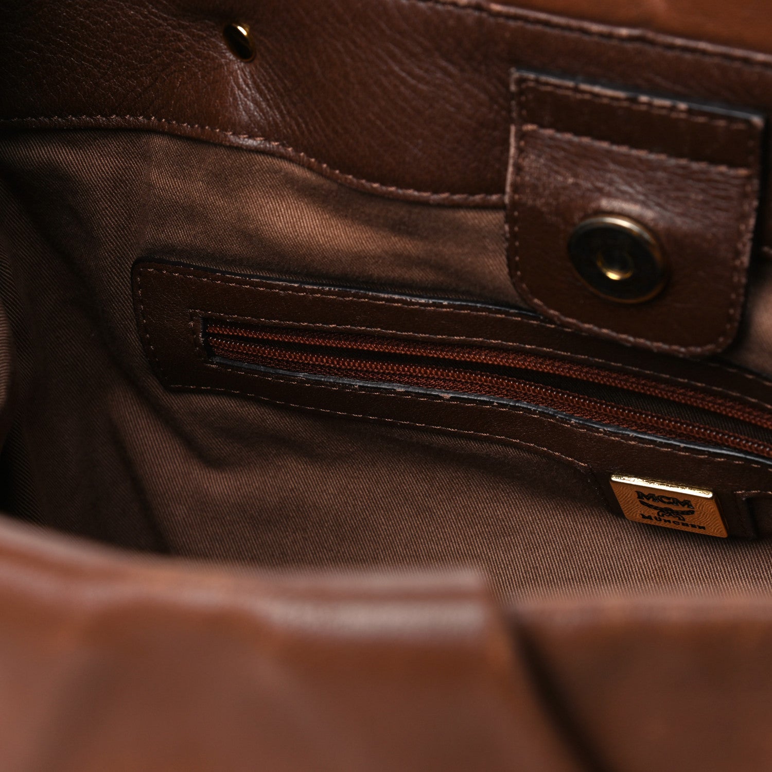 MCM Calfskin Shopper Tote Brown 8 of 21