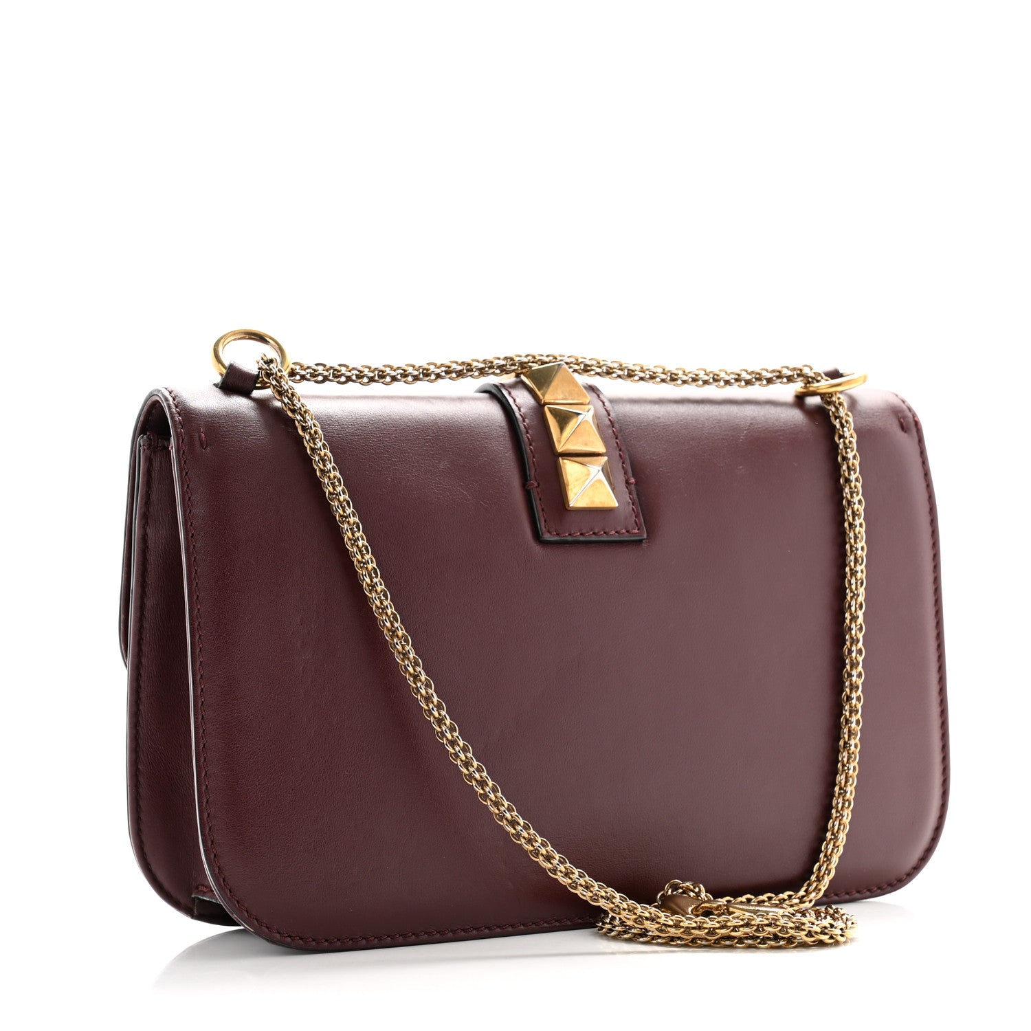 Valentino Garavani Vitello Medium Glam Lock Rockstud Flap Rubin 3 of 11