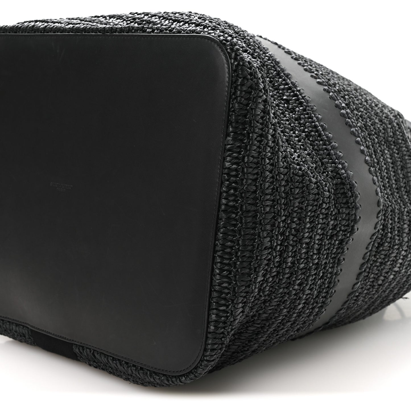 Raffia Rive Gauche Drawstring Backpack Black