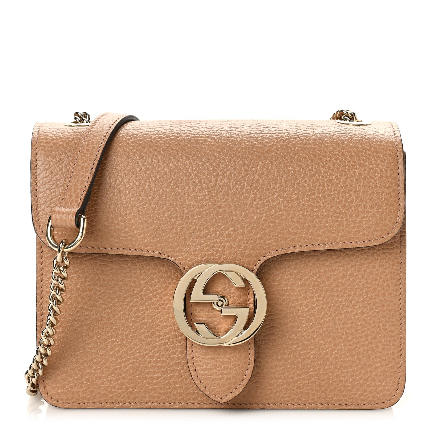 Gucci Dollar Calfskin Small Interlocking G Shoulder Bag Camelia 1 of 10