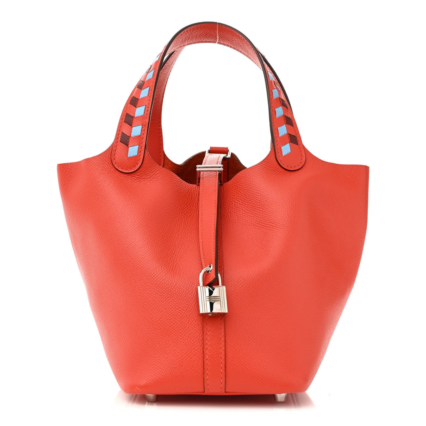 Epsom Tressage De Cuir Picotin Lock 18 PM Capucine Celeste Rouge H