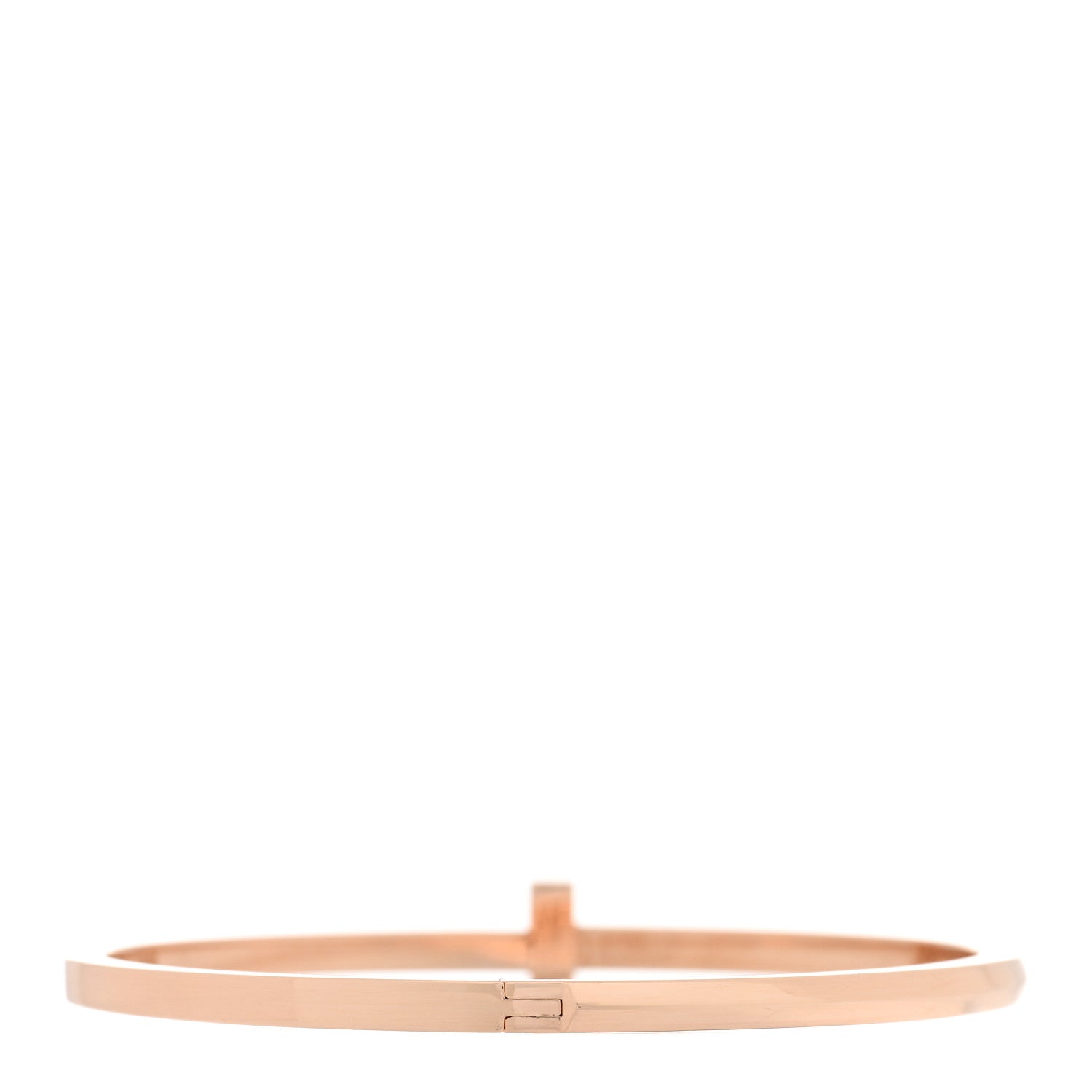 Tiffany 18K Rose Gold Narrow T T1 Hinged Bangle Bracelet 2 of 3