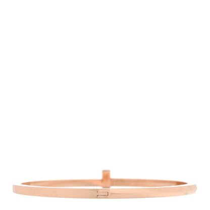 Tiffany 18K Rose Gold Narrow T T1 Hinged Bangle Bracelet 2 of 3