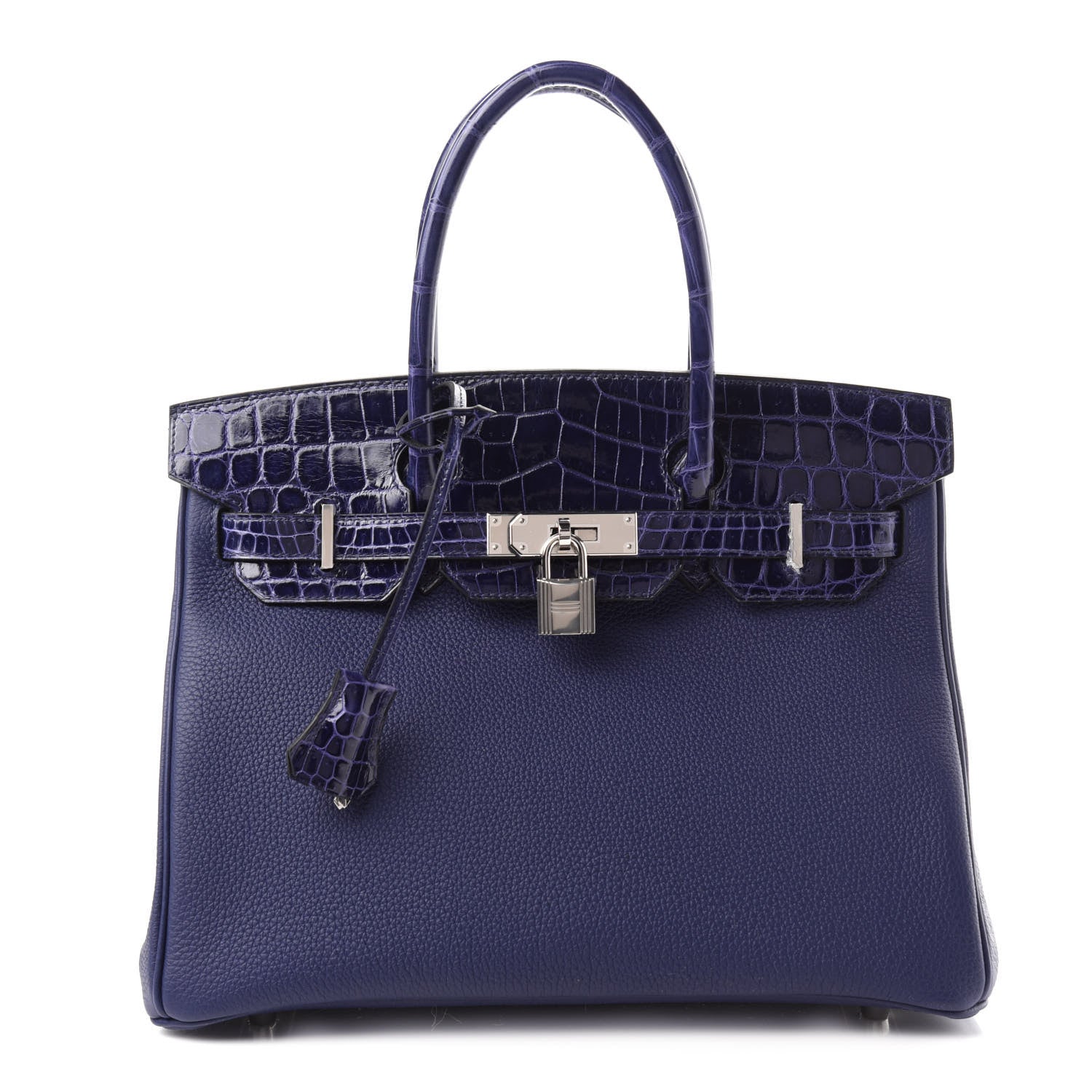 Hermes Togo Shiny Niloticus Crocodile Birkin Touch 30 Bleu Encre 1 of 12