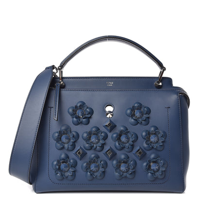 Fendi Calfskin Flowerland Studded Dotcom Satchel Blue 1 of 14