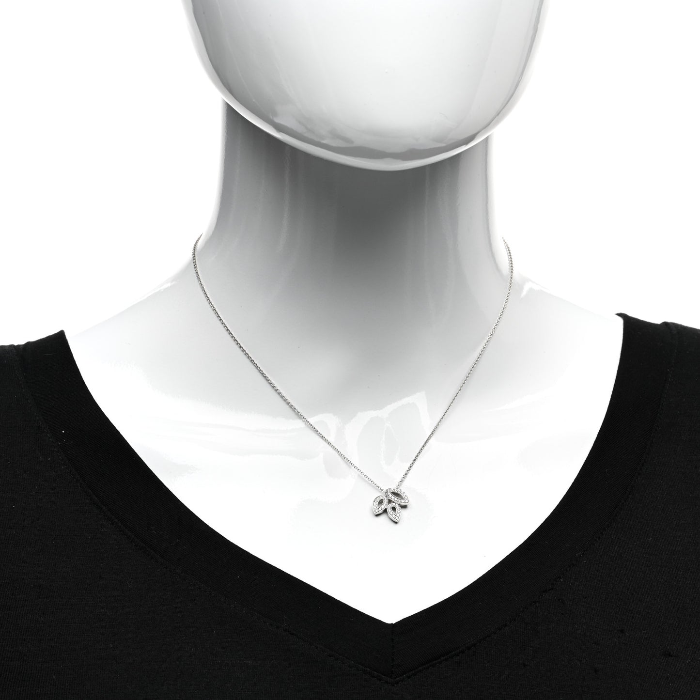 Platinum Diamond Small Lily Cluster Pendant Necklace