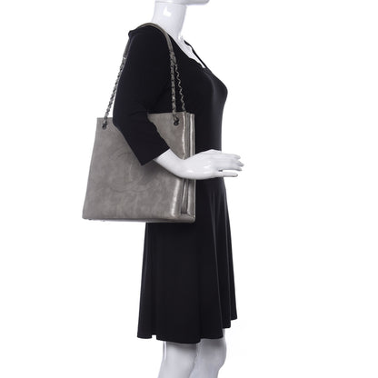 Chanel Iridescent Calfskin CC North South Large Shopping Tote Silver 2 of 11