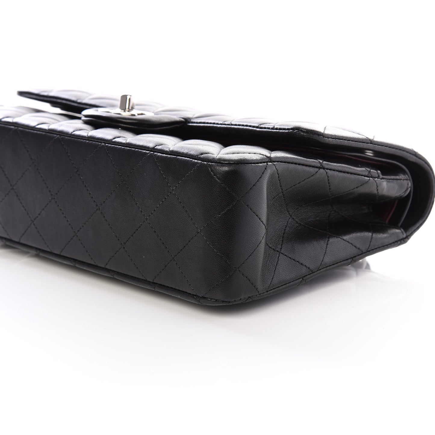 Lambskin Quilted Medium Double Flap Black