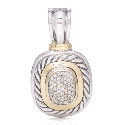 David Yurman Sterling Silver 18K Yellow Gold Diamond Albion Enhancer Pendant 1 of 3