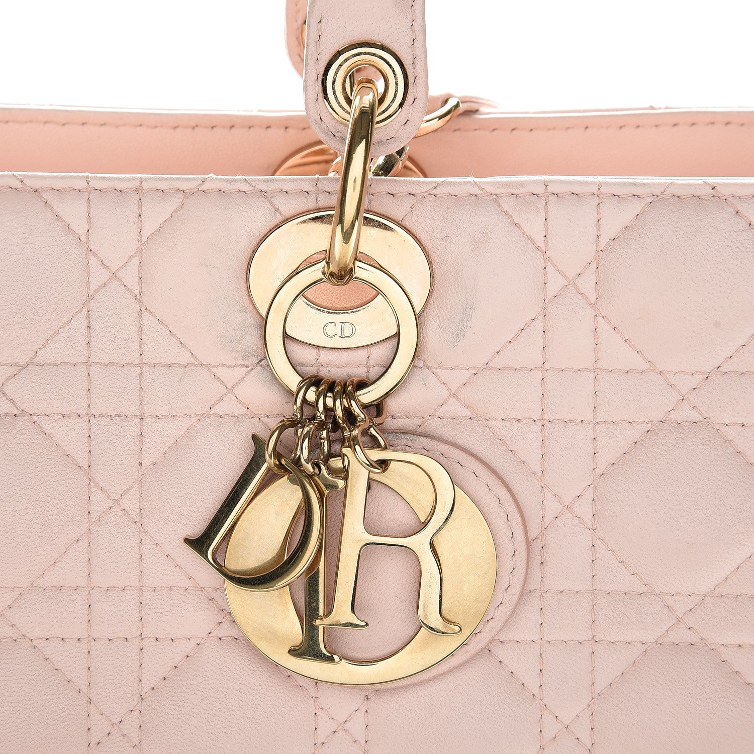 Christian Dior Lambskin Cannage Large Lady Dior Rose Poudre 10 of 17