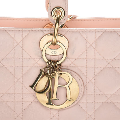 Christian Dior Lambskin Cannage Large Lady Dior Rose Poudre 10 of 17