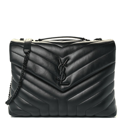 Saint Laurent Calfskin Y Quilted Monogram Medium Loulou Chain Satchel Black 1 of 12