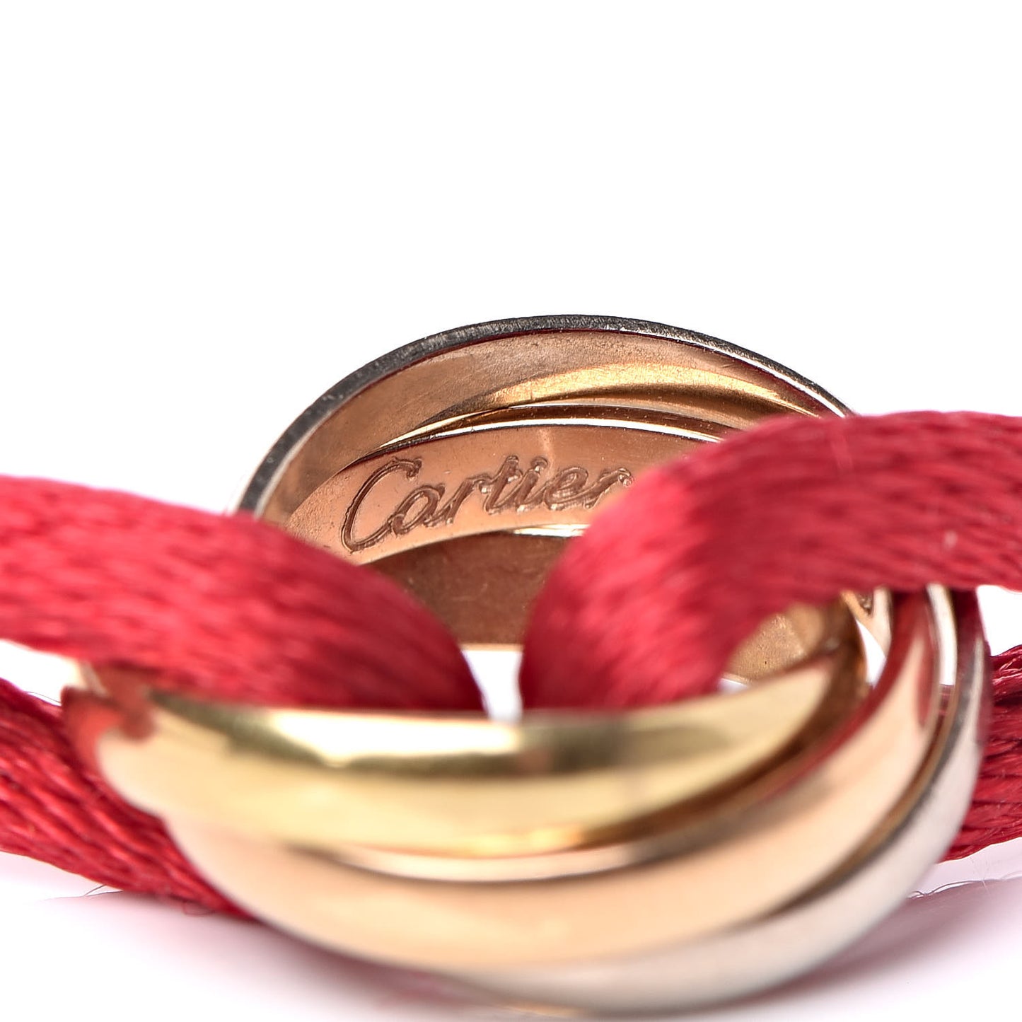 18K Pink Yellow White Gold Trinity Cord Bracelet Red